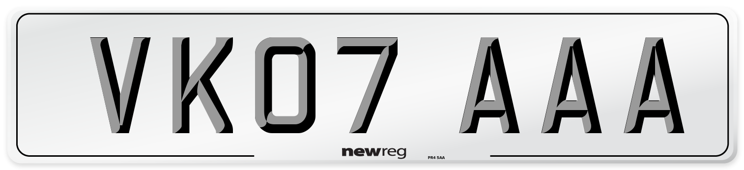 VK07 AAA Number Plate from New Reg